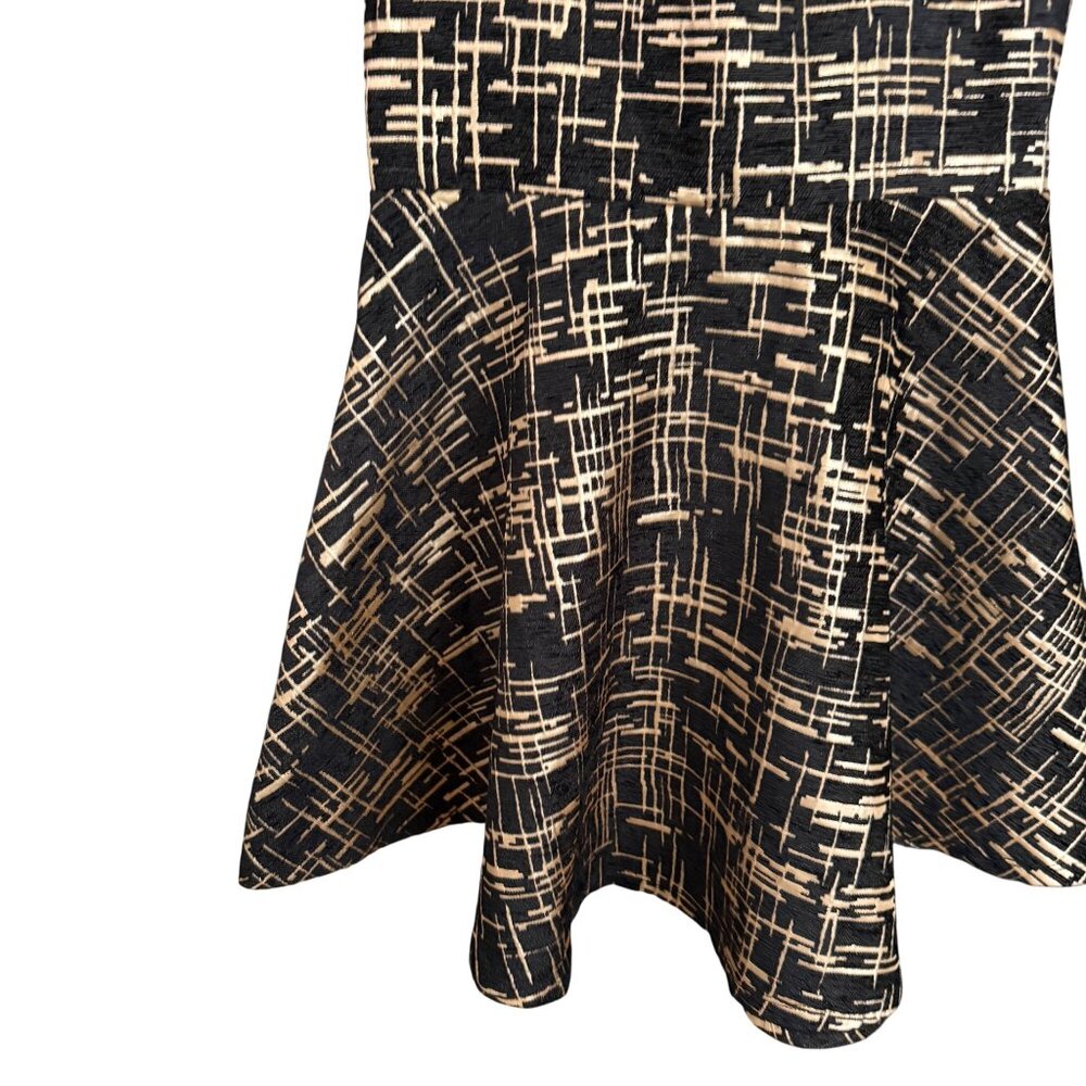 Miss Behave Girls Black & Gold Textured Halter Dress Size 10 With Faux Leather D - Picture 3 of 5